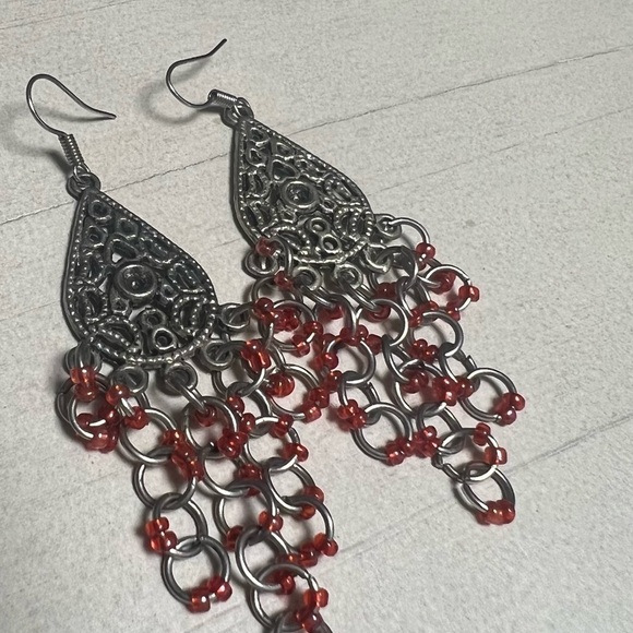 𝅺SILVER Dangle drop earrings - Picture 2 of 3